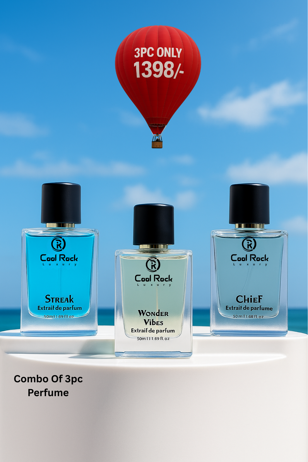 Premium Perfume Set of 3x50ml | Wonder Vibes For Men | Streak For Women | Chief Unisex Luxury Fragrance Scent