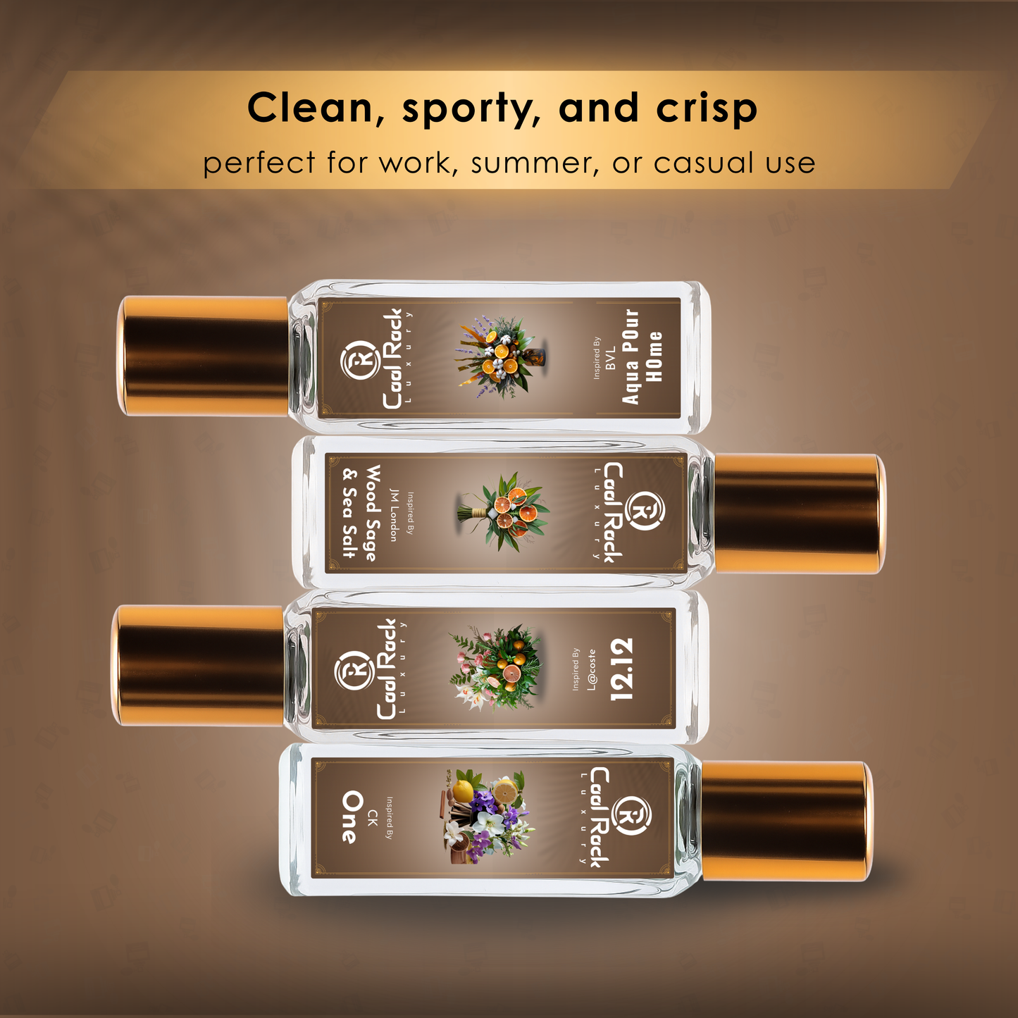 C-3 | Fresh & Clean Perfume Set | One, 12.12, Wood Sage & Sea Salt, Aqua Pour Homme | Crisp Daily Wear Unisex Combo (4 x 20ml)