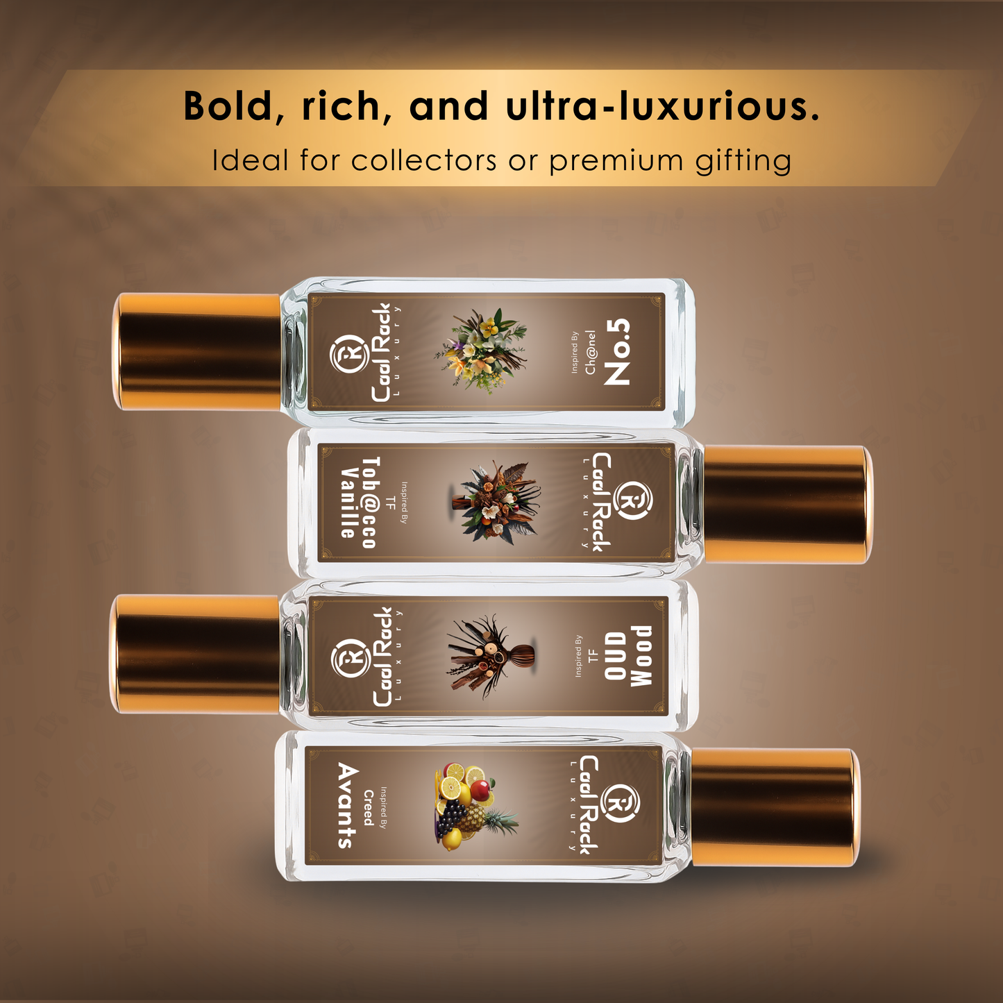 C-1 |Luxury Icons Perfume Set – Avants, No.5, Tobacco Vanille & Oud Wood – Premium Unisex Fragrance Combo (4 x 20ml)