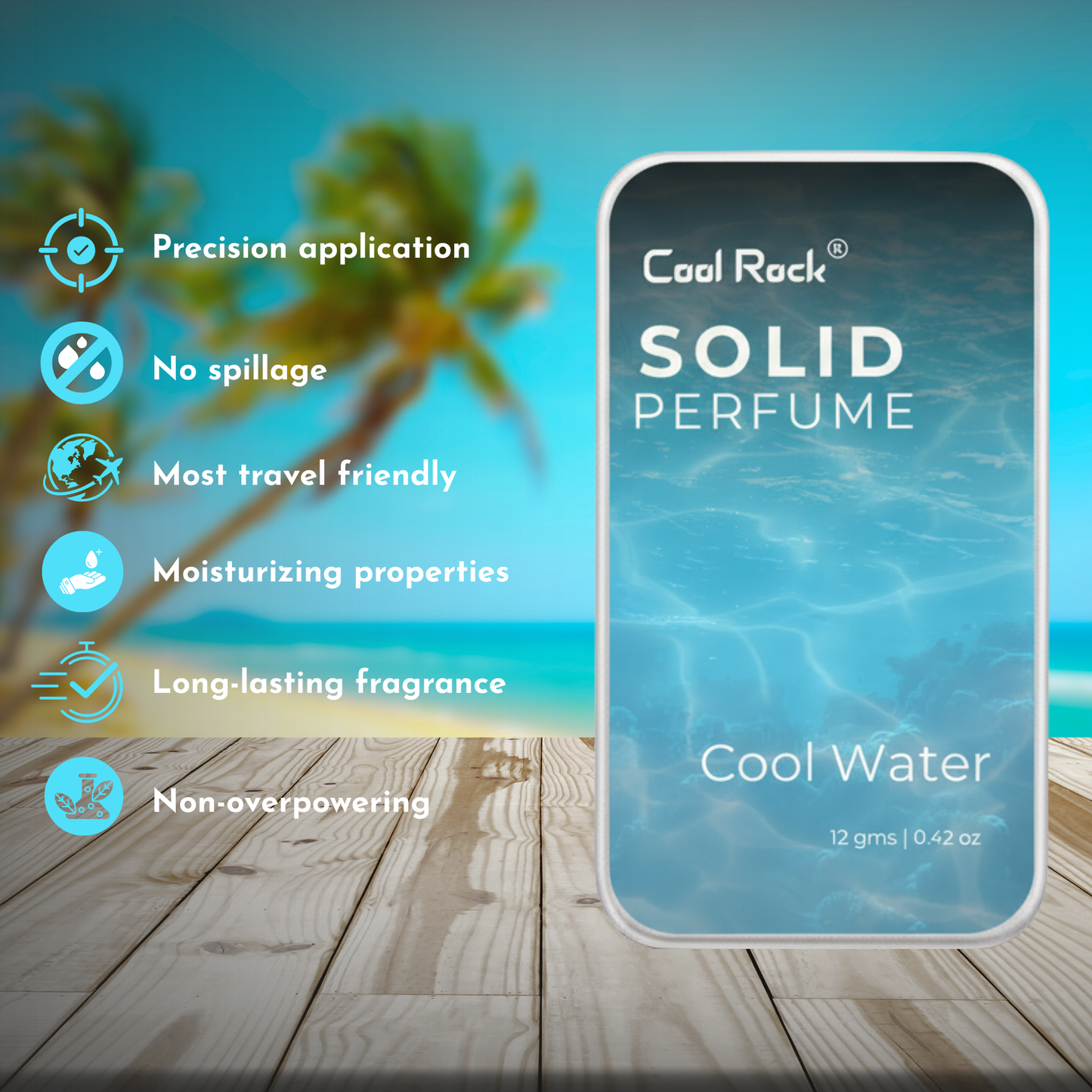 Cool Rock Solid Perfume Combo – Cool Water & Romance | Long Lasting Solid Fragrance for Men & Women | Pocket-Friendly, Alcohol-Free Perfume Balm (12g Each