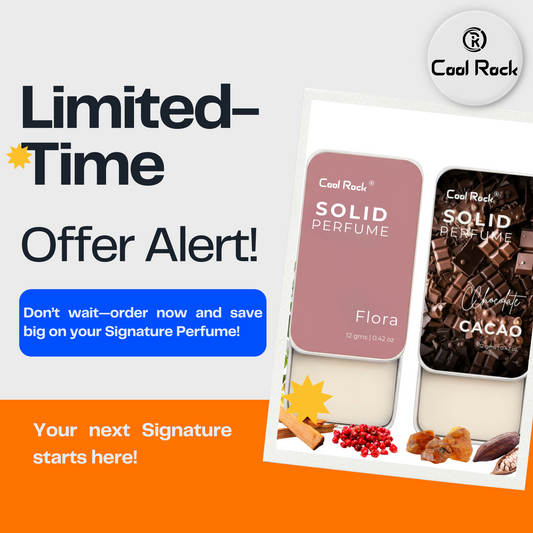 Cool Rock Solid Perfume Combo – Flora & Chocolate Cacao | Long Lasting Solid Wax Perfume for Men & Women | Alcohol-Free (12g Each)