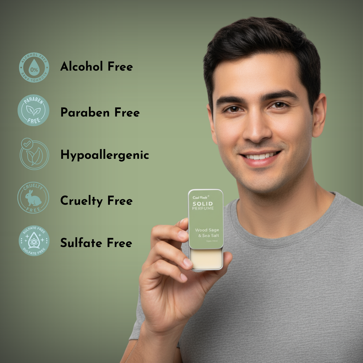 Cool Rock Solid Perfume Duo – Wood Sage & Sea Salt + Amber Oud | Long-Lasting, Alcohol-Free, Travel-Friendly Solid Fragrance for Men & Women | 12g Each