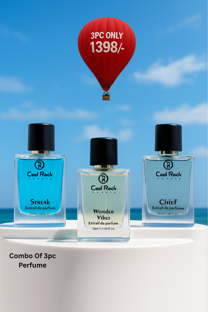 Premium Perfume Set of 3x50ml | Wonder Vibes For Men | Streak For Women | Chief Unisex Luxury Fragrance Scent