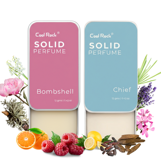 Cool Rock Solid Perfume Combo – Bombshell & Chief | Long Lasting Solid Fragrance for Men & Women | Travel-Friendly Pocket Perfume Balm (12g Each)