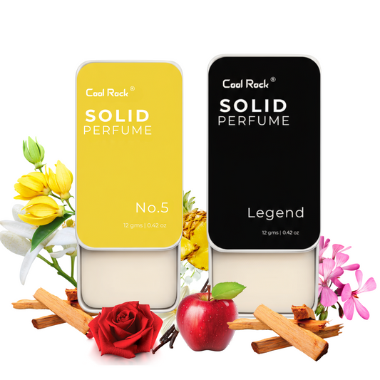 Cool Rock Solid Perfume Duo – No.5 & Legend | Long-Lasting, Alcohol-Free, Travel-Friendly | 12g Each