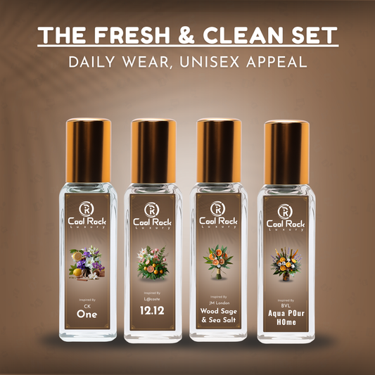 C-3 | Fresh & Clean Perfume Set | One, 12.12, Wood Sage & Sea Salt, Aqua Pour Homme | Crisp Daily Wear Unisex Combo (4 x 20ml)