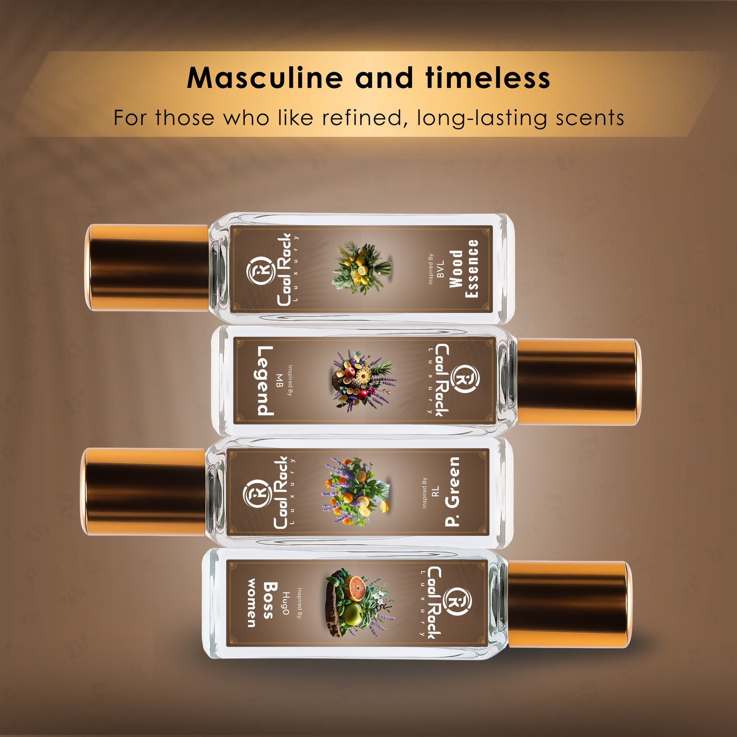 C-5 | Modern Classics Perfume Set | Boss Women, P. Green, Legend, & Wood Essence | Timeless Masculine Scent Combo (4 x 20ml)