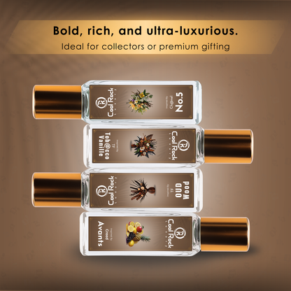 C-1 |Luxury Icons Perfume Set – Avants, No.5, Tobacco Vanille & Oud Wood – Premium Unisex Fragrance Combo (4 x 20ml)