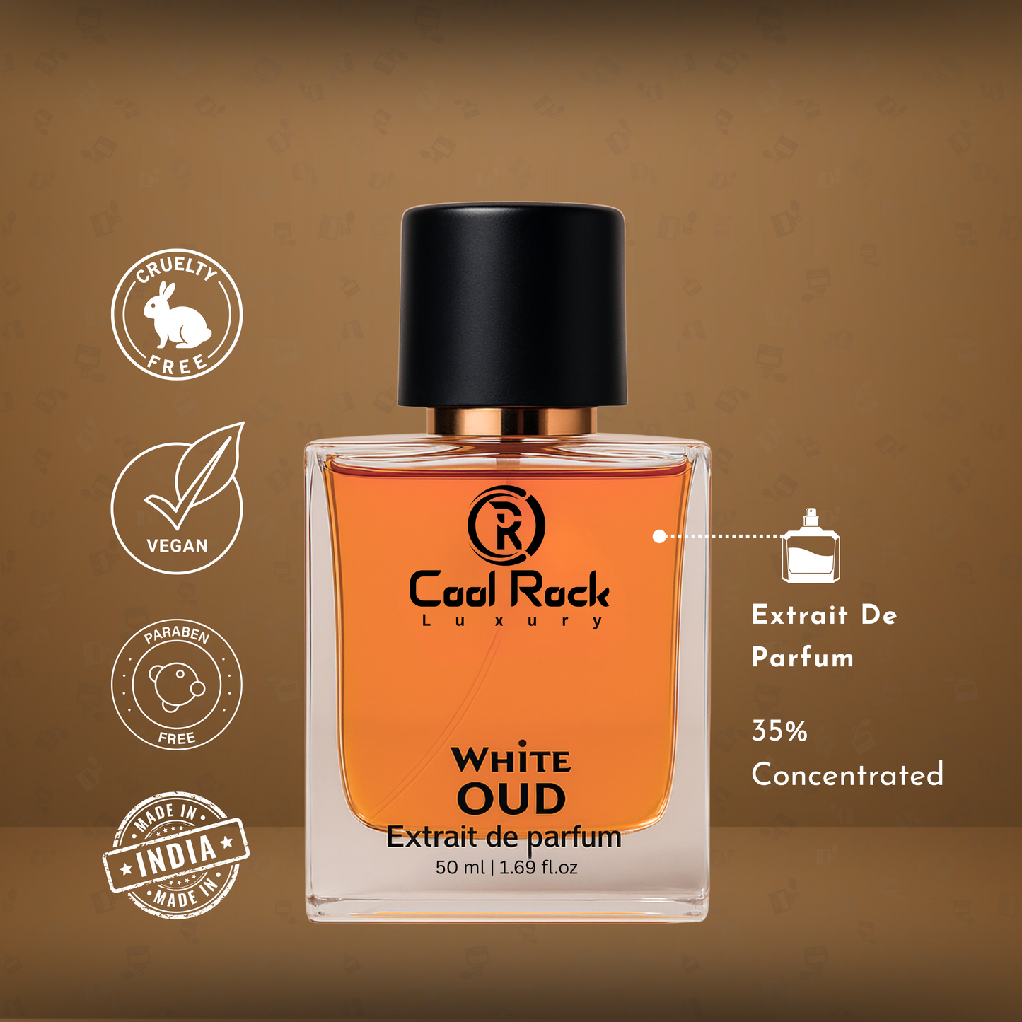 Cool Rock Luxury Perfume Combo – Cacao Gourmand Oriental & White Oud Extrait de Parfum – Long Lasting, Unisex, Premium Fragrance, 50ml Each