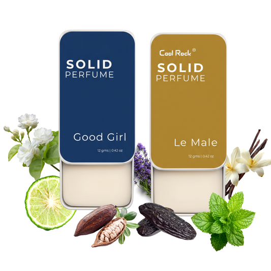 Cool Rock Solid Perfume Duo – Good Girl & Le Male | Natural Long-Lasting Pocket Fragrance Set for Men & Women