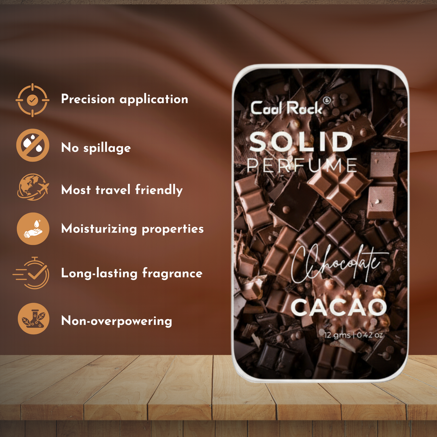 Cool Rock Solid Perfume Combo – Flora & Chocolate Cacao | Long Lasting Solid Wax Perfume for Men & Women | Alcohol-Free (12g Each)