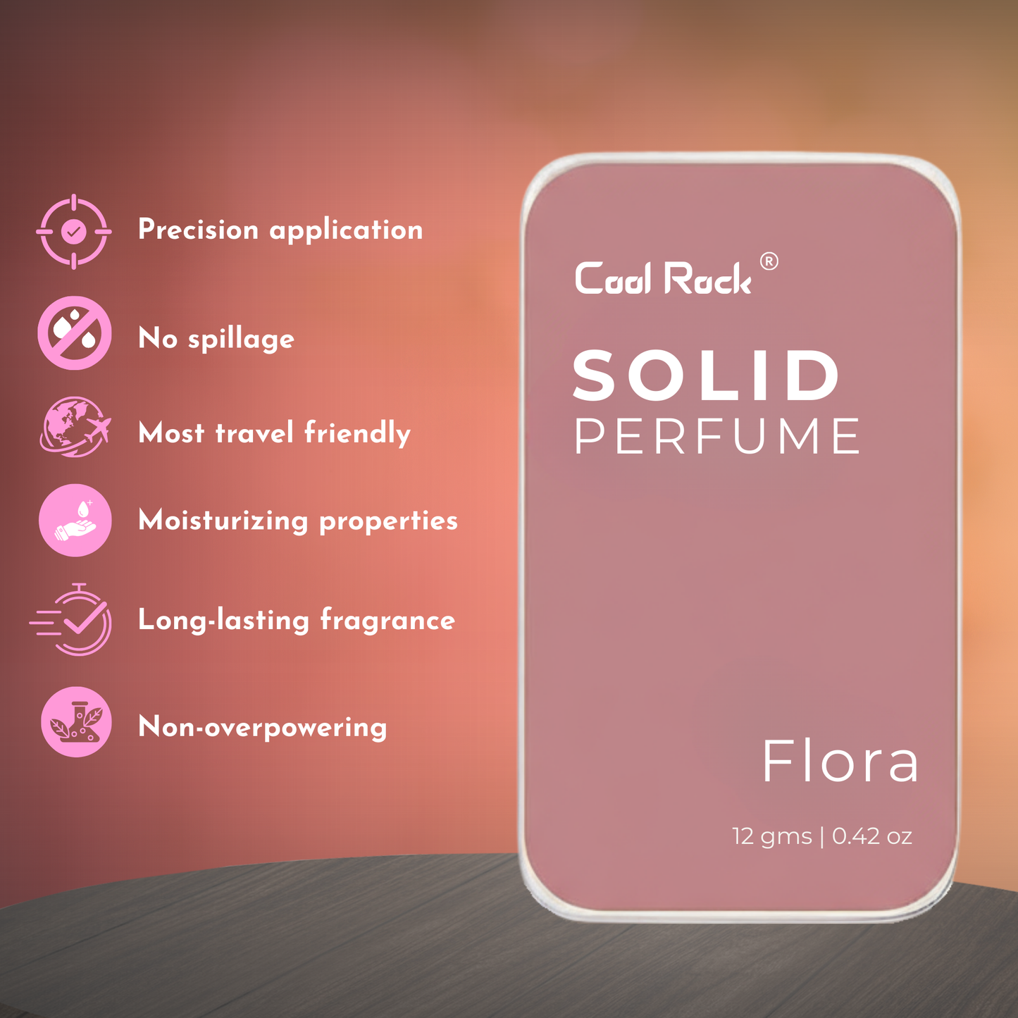 Cool Rock Solid Perfume Combo – Flora & Chocolate Cacao | Long Lasting Solid Wax Perfume for Men & Women | Alcohol-Free (12g Each)