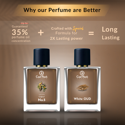 Ch@nel No. 5 & White Oud Perfume Combo | Luxury Fragrance Set   Iconic Floral and Rich Oud Scent | Long-Lasting Perfume
