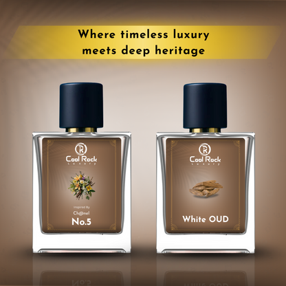 Ch@nel No. 5 & White Oud Perfume Combo | Luxury Fragrance Set   Iconic Floral and Rich Oud Scent | Long-Lasting Perfume
