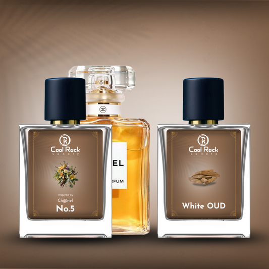Ch@nel No. 5 & White Oud Perfume Combo | Luxury Fragrance Set   Iconic Floral and Rich Oud Scent | Long-Lasting Perfume